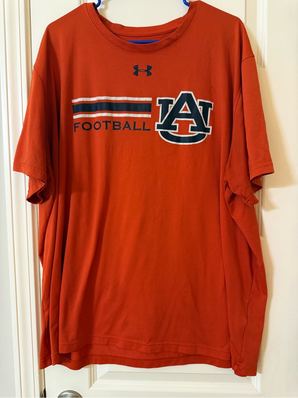Under Armour Auburn Tigers Orange Football T-Shirt Loose Fit Heatgear Size 3XL